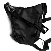 Zaino a tracolla nero unisex, design triangolare, con fibbie regolabili. Ideale per viaggi, escursioni, attività all'aperto. Materiale resistente.