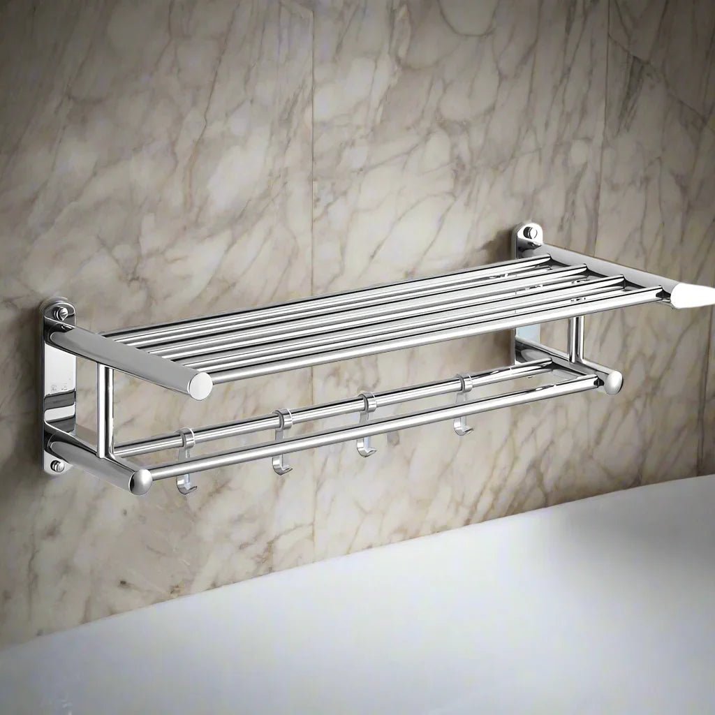 Space-saving wall rack with modern minimalist design for bathroom and kitchen 2