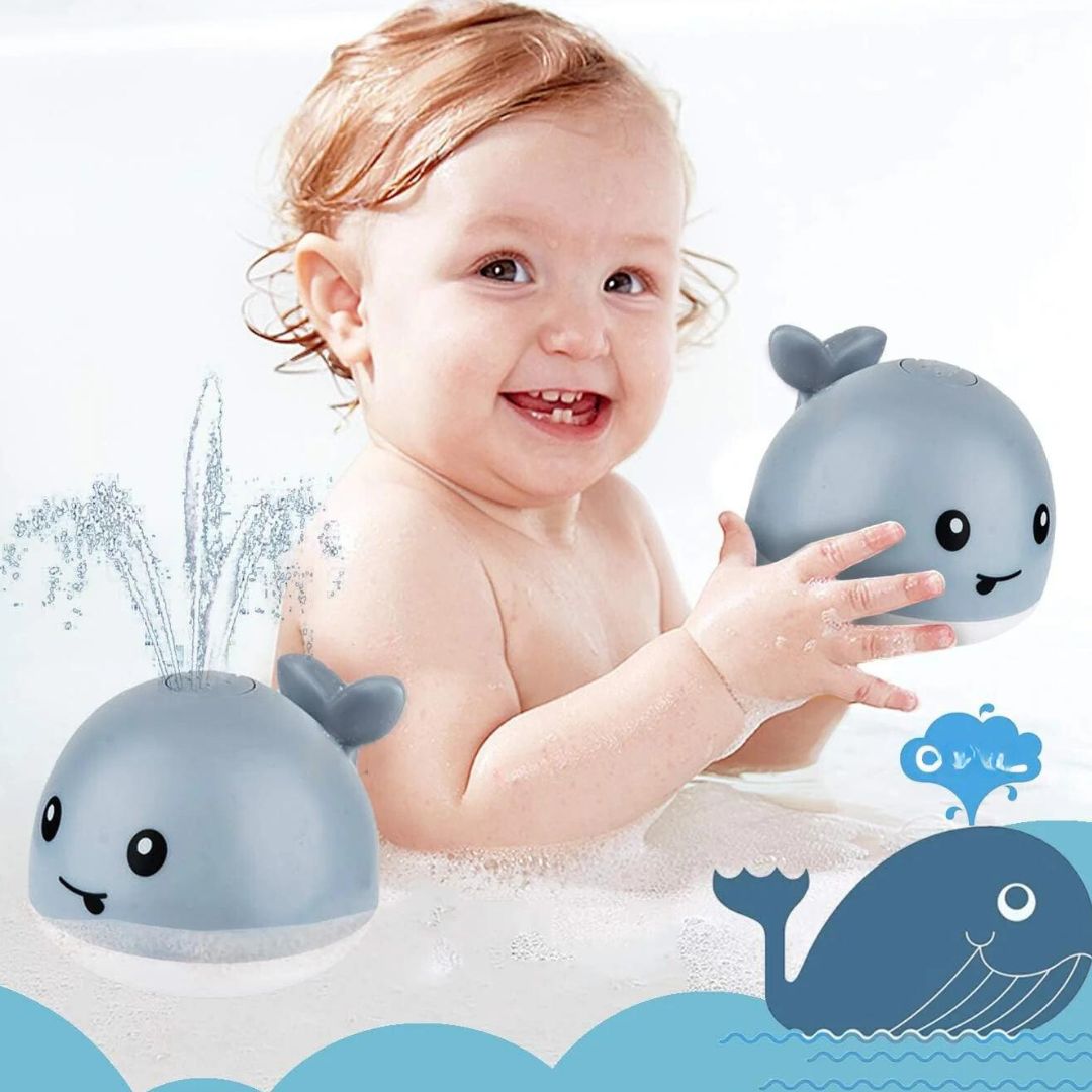 SplashTale | Giocattolo da bagno a forma di balena con spruzzatore d'acqua a LED ed effetto fontana automatico 3