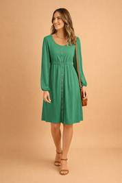 AVINA | Elegante vestido de verano abotonado para el invierno