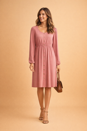 AVINA | Elegante vestido de verano abotonado para el invierno