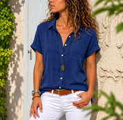 Camicetta Donna Elegante con Bottoni e Tasche Frontali - Camicette Donna Raffinate per Ogni Occasione