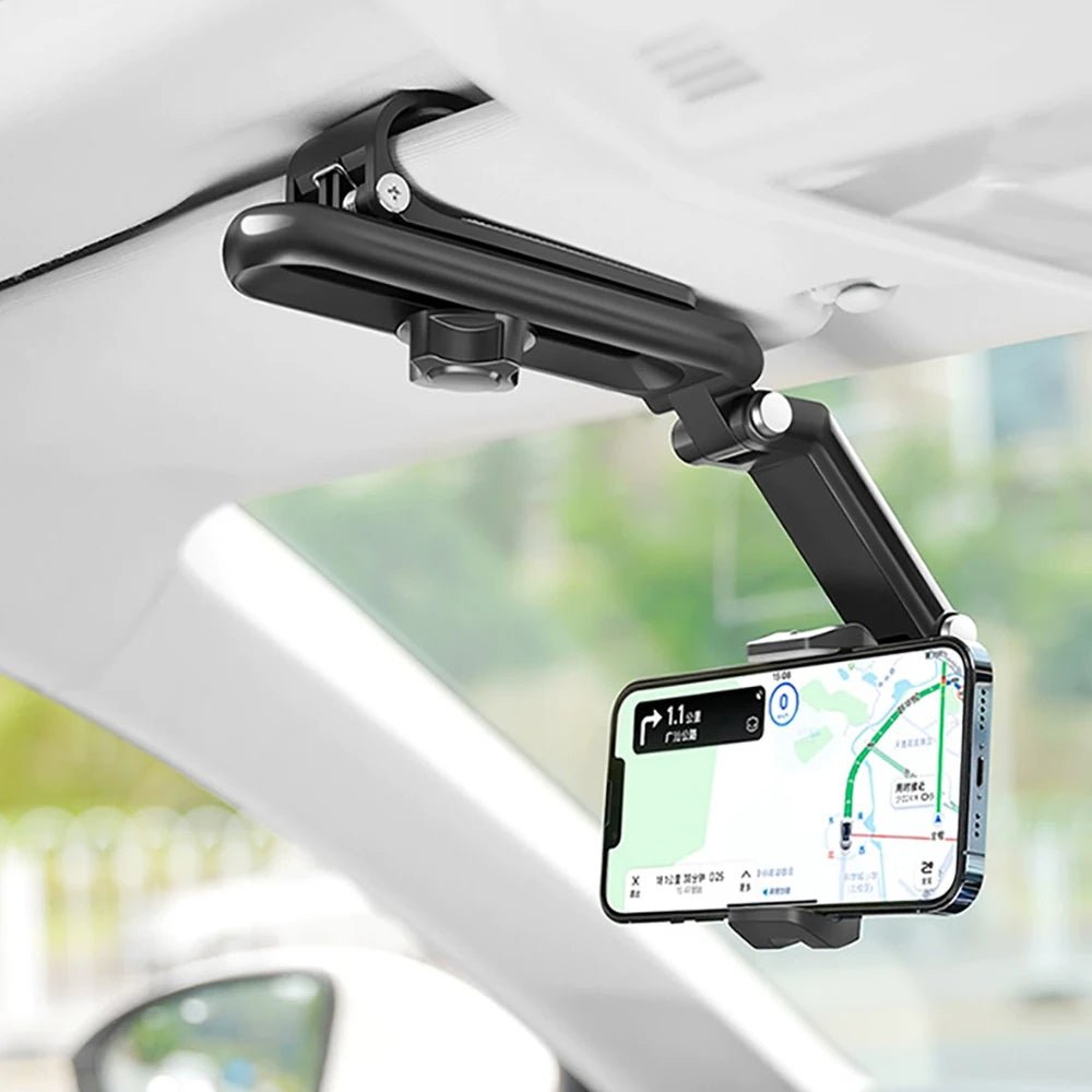 Supporto per telefono con aletta parasole girevole – Supporto per auto multifunzionale a 360° per un utilizzo a mani libere senza sforzo con dispositivi iPhone, Samsung e Android 1
