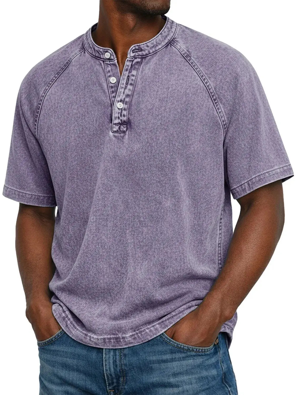 T Shirt Uomo Henley Casual con Maniche Corte e Design Versatile - Magliette Uomo per Comfort Quotidiano 0