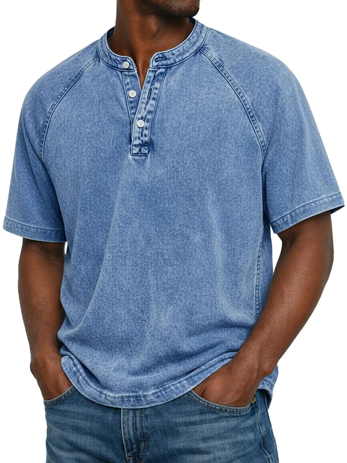 T Shirt Uomo Henley Casual con Maniche Corte e Design Versatile - Magliette Uomo per Comfort Quotidiano 1
