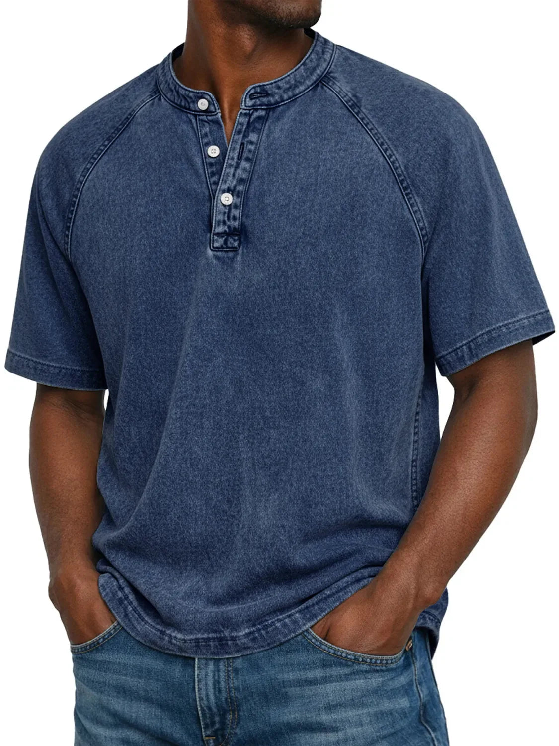 T Shirt Uomo Henley Casual con Maniche Corte e Design Versatile - Magliette Uomo per Comfort Quotidiano 2