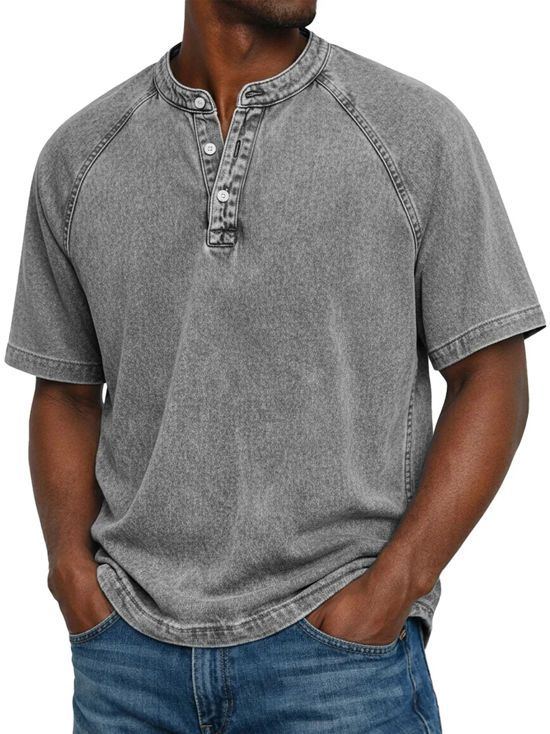 T Shirt Uomo Henley Casual con Maniche Corte e Design Versatile - Magliette Uomo per Comfort Quotidiano 3