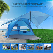 Tenda da Spiaggia Leggera e Spaziosa con Protezione UV per 4-6 Persone 1