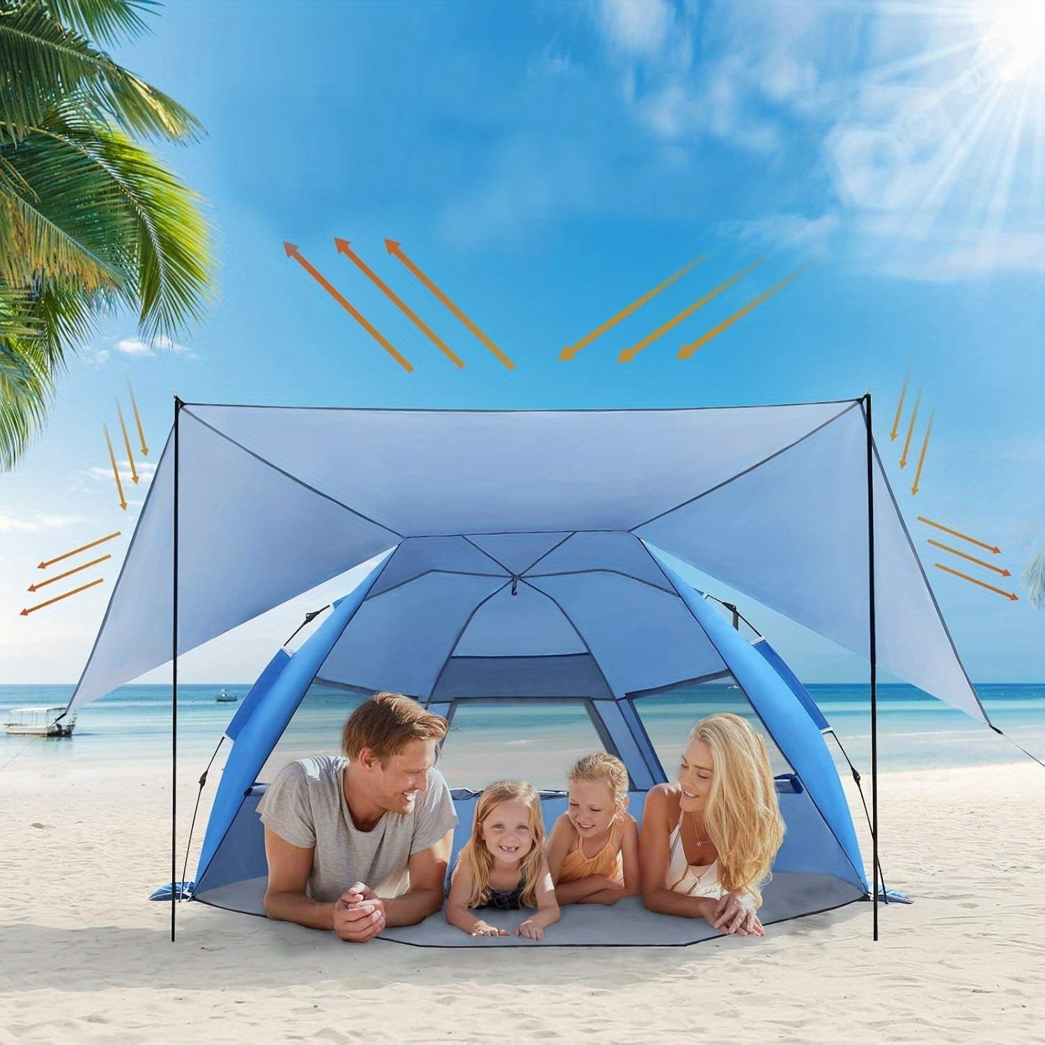 Tenda da Spiaggia Leggera e Spaziosa con Protezione UV per 4-6 Persone 3