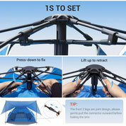 Tenda da Spiaggia Leggera e Spaziosa con Protezione UV per 4-6 Persone 6