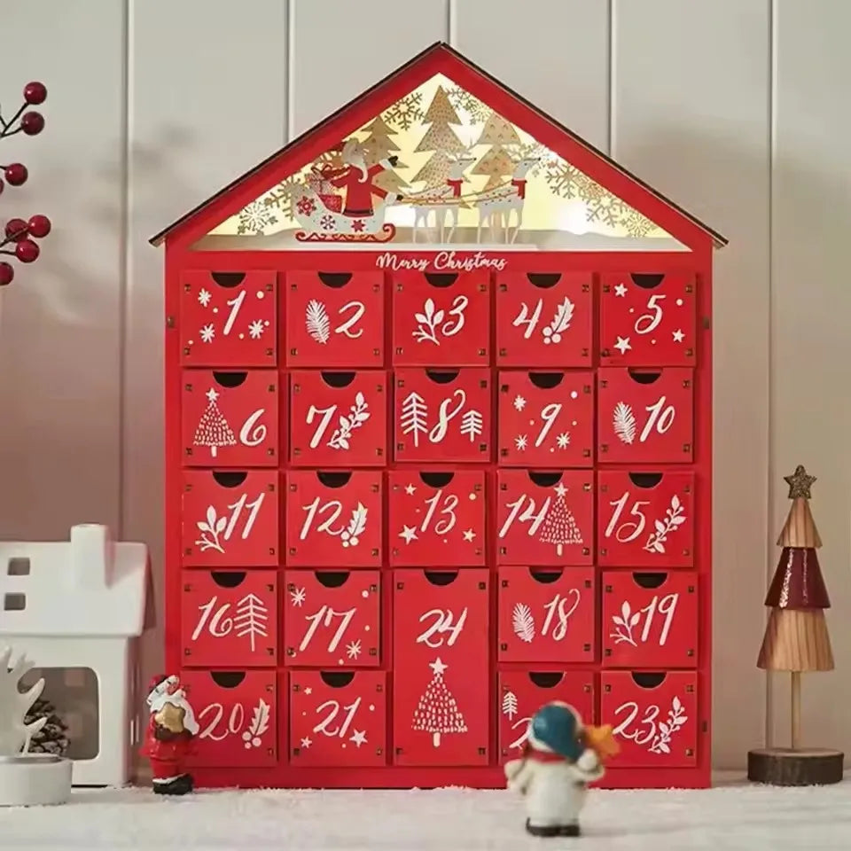 TimberGlow | Elegante calendario dell'Avvento in legno con luci decorative natalizie 1