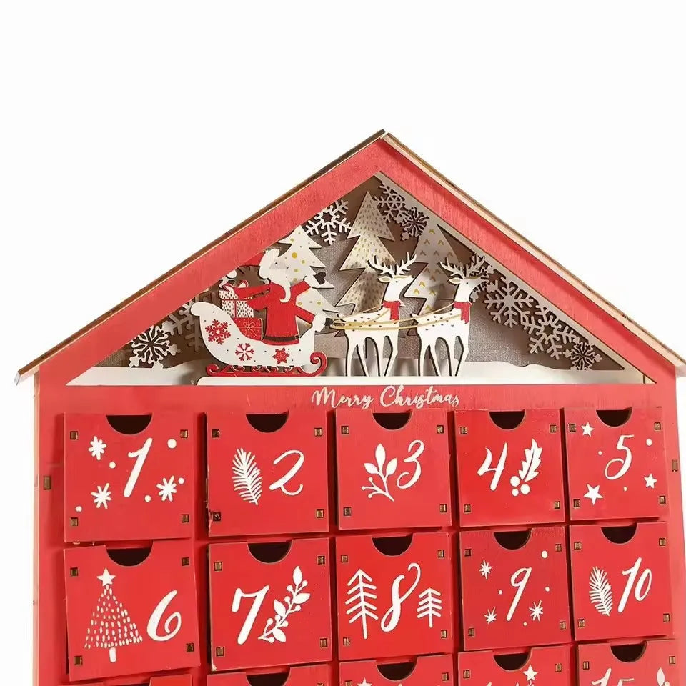 TimberGlow | Elegante calendario dell'Avvento in legno con luci decorative natalizie 3