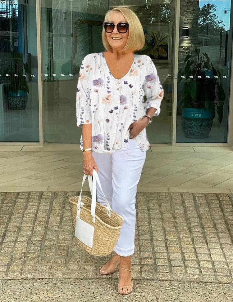 Top Floreale Elegante per Donne - Stile Estivo Casual con Dettagli Raffinati e Vestibilità Confortevole 2