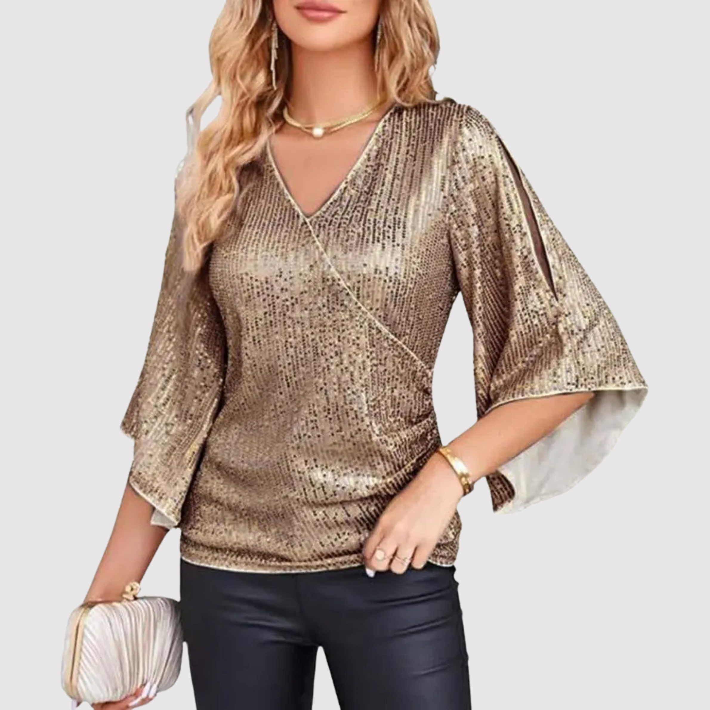 Top con paillettes a maniche corte per donna | Capodanno 1