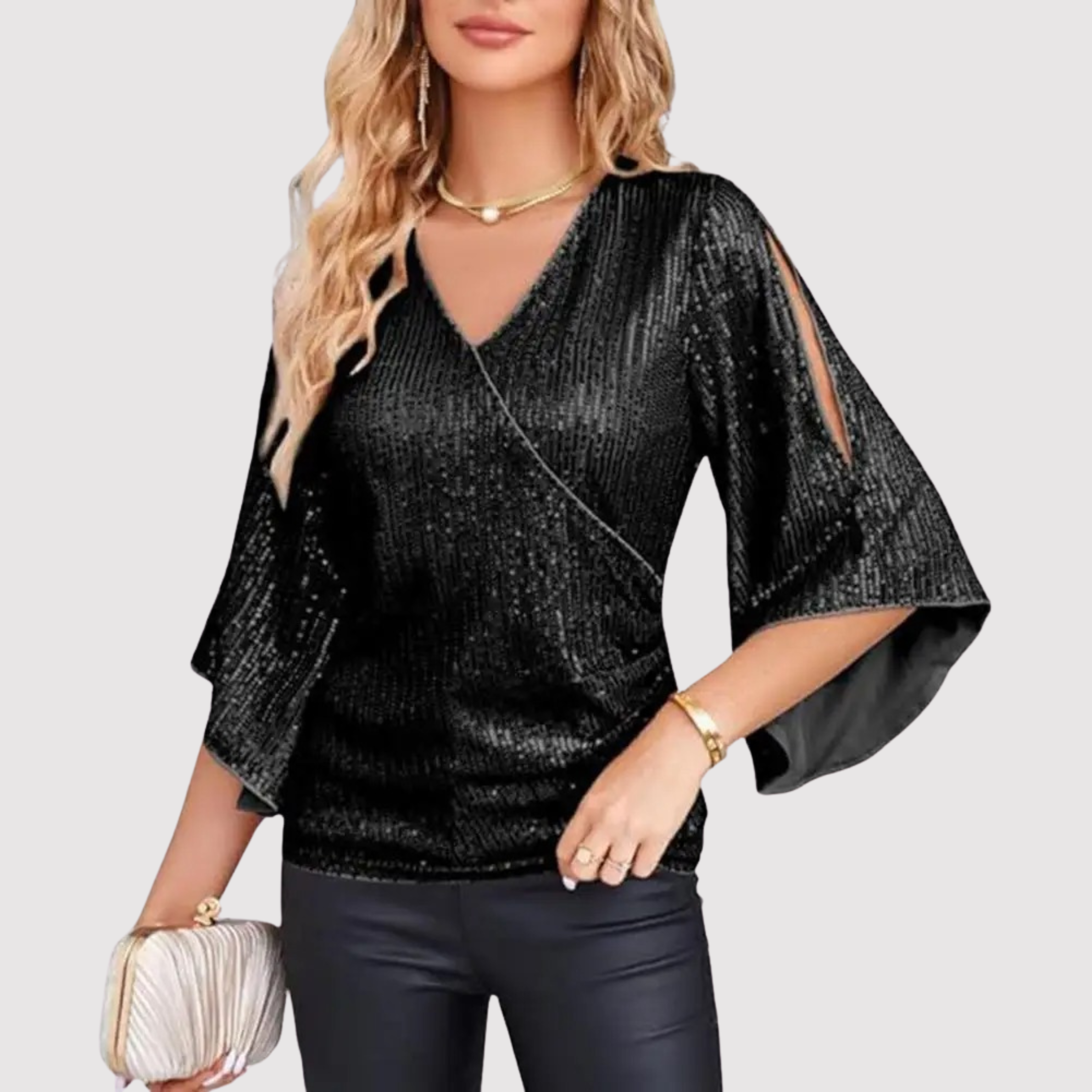 Top con paillettes a maniche corte per donna | Capodanno 2