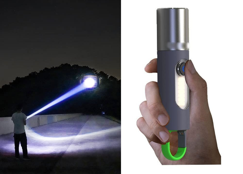 Torcia LED ricaricabile con zoom – Luce laser bianca compatta super luminosa per campeggio, escursionismo, casa ed emergenze all'aperto 5