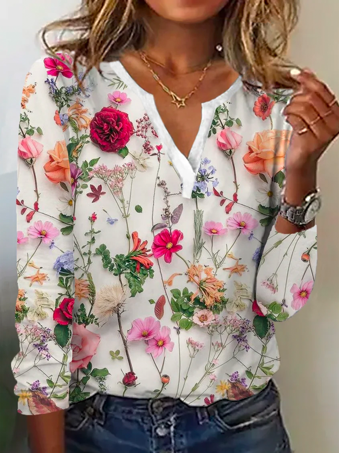Trendy Blumenmuster Pullover - Lana 0