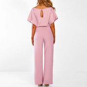 Tuta Elegante Donna a Gamba Larga con Cintura e Maniche Corte - Stile Chic e Comodo 2