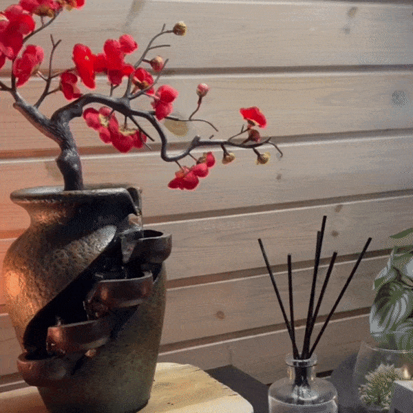 Vaso Zen Blossom con Fontana e Decorazione Bonsai per Interni, Atmosfera Rilassante e Elegante per Casa e Ufficio 4