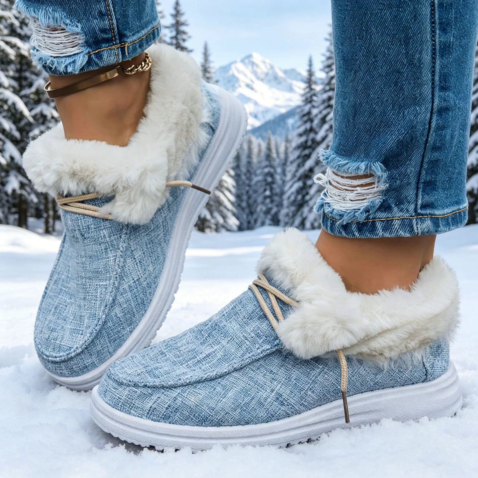 Veluna – Plush-Lined Canvas Slip-On Winter Shoes 0