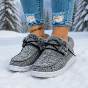 Veluna – Plush-Lined Canvas Slip-On Winter Shoes 10