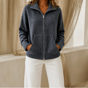 Wearbella – Zip-Front Ribbed Collar Knit Cardigan 14