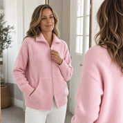 Wearbella – Zip-Front Ribbed Collar Knit Cardigan 3