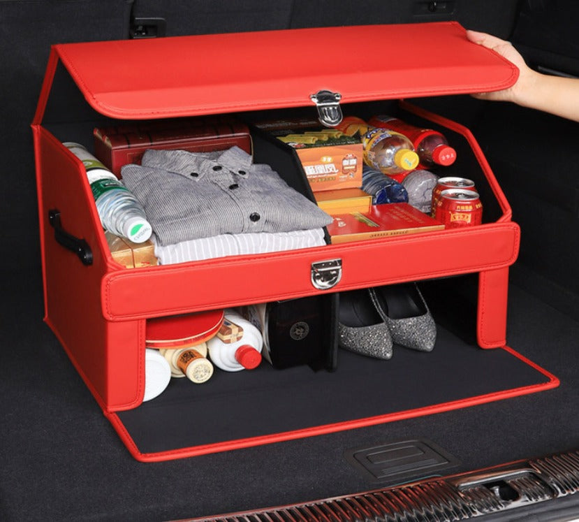 Kofferraum-Organizer fürs Auto: Verwandeln Sie Ihr Fahrzeug mit dieser eleganten, multifunktionalen Aufbewahrungstasche aus Leder für müheloses Ordnen und Verwalten von Werkzeugen
