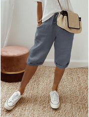 Pantaloni Capri Comodi in Lino per Donna - Stile Casual e Rilassato