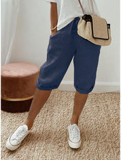 Pantaloni Capri Comodi in Lino per Donna - Stile Casual e Rilassato