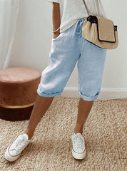 Pantaloni Capri Comodi in Lino per Donna - Stile Casual e Rilassato
