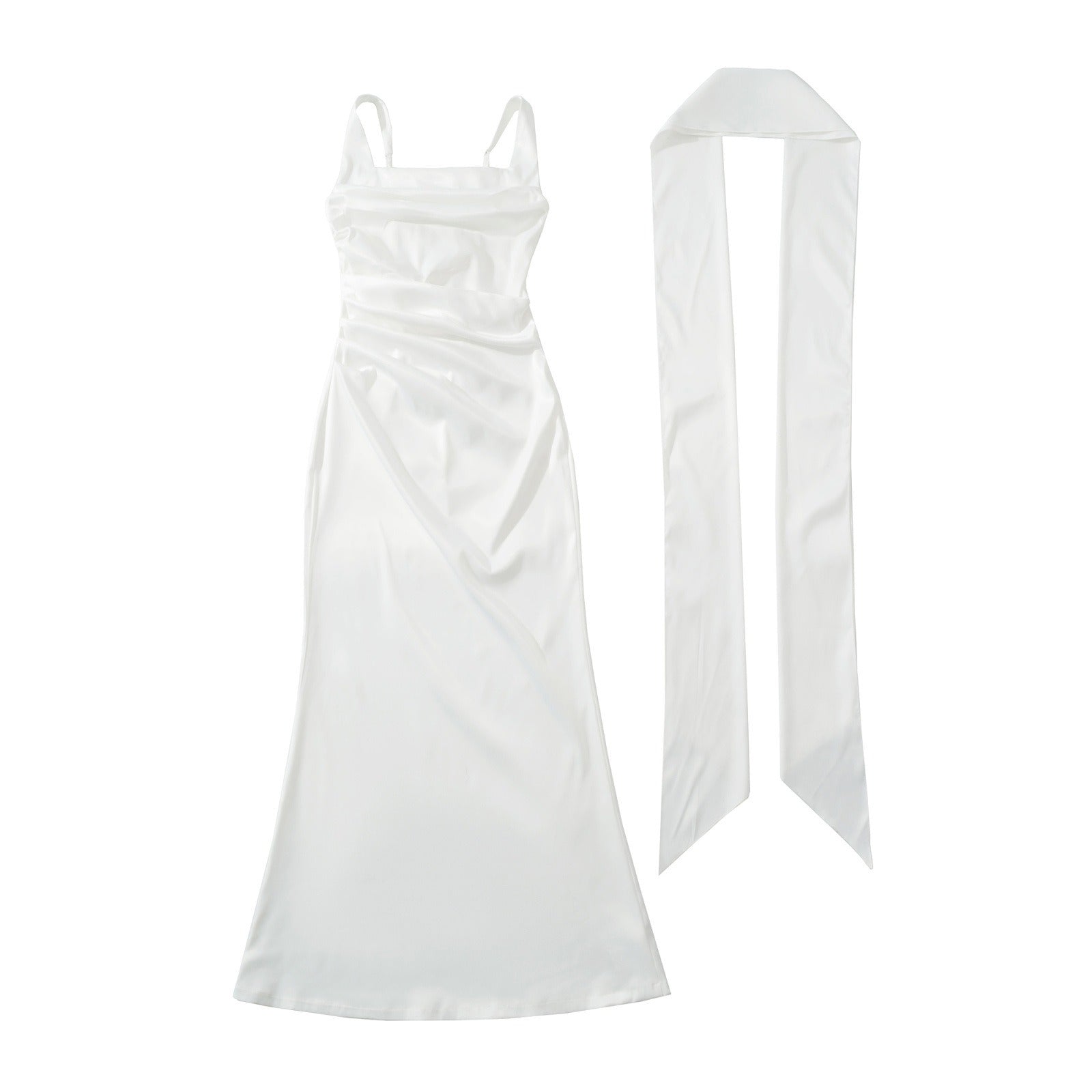 Abito Da Donna Elegante Maxi Con Scollo Quadrato E Volant Per Cerimonie E Eventi Formali
