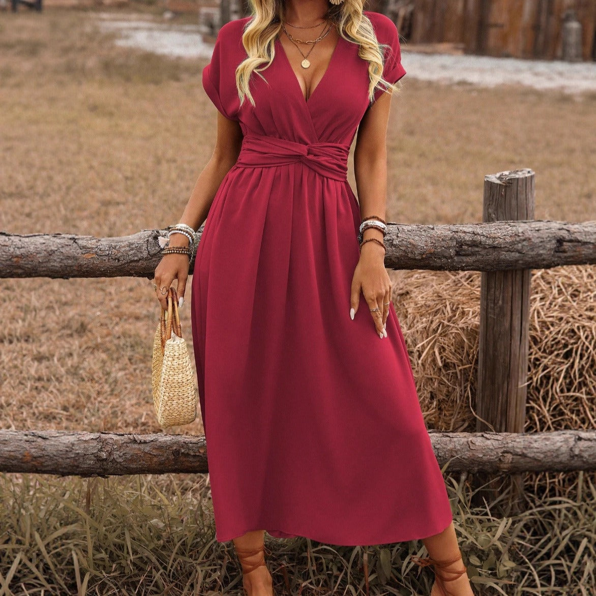 HEATHER | Elegante abito estivo Boho lungo con scollo a V