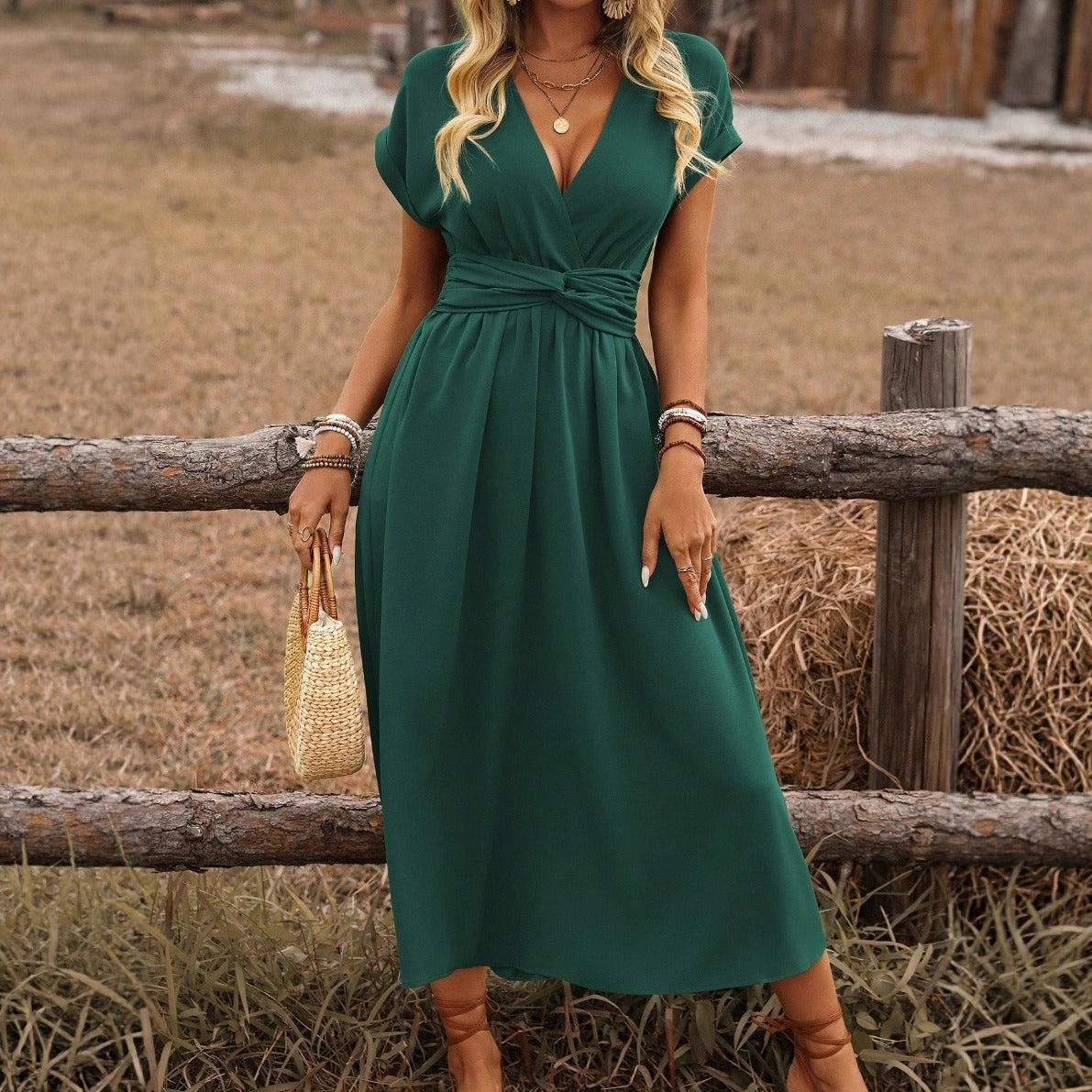 HEATHER | Elegante abito estivo Boho lungo con scollo a V