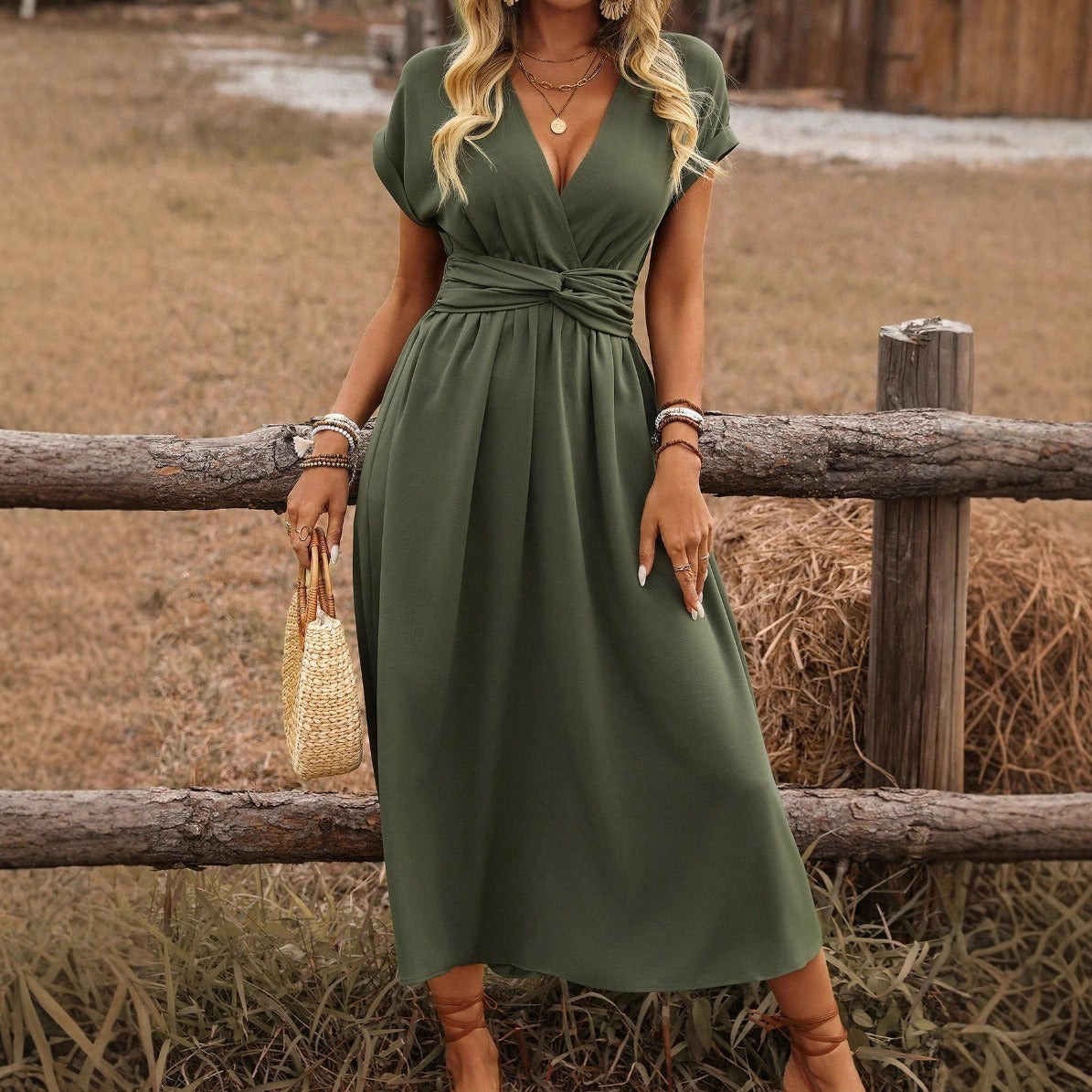 HEATHER | Elegante abito estivo Boho lungo con scollo a V