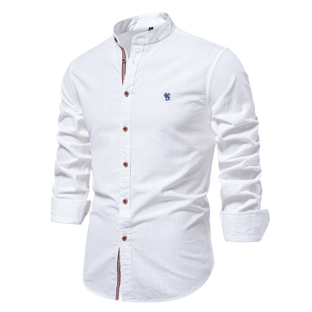 Men's Shirt with Sleeves and Mandarin Collar — Modern and Minimalist Style