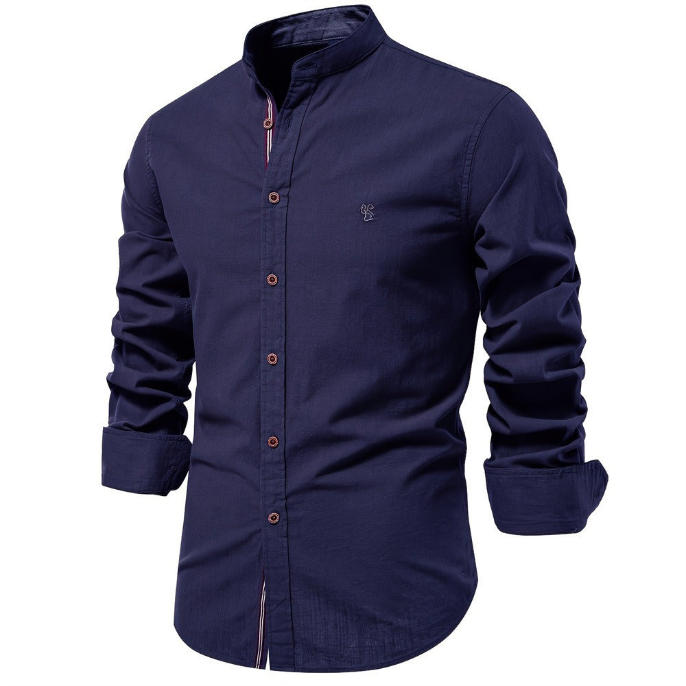 Men's Shirt with Sleeves and Mandarin Collar — Modern and Minimalist Style
