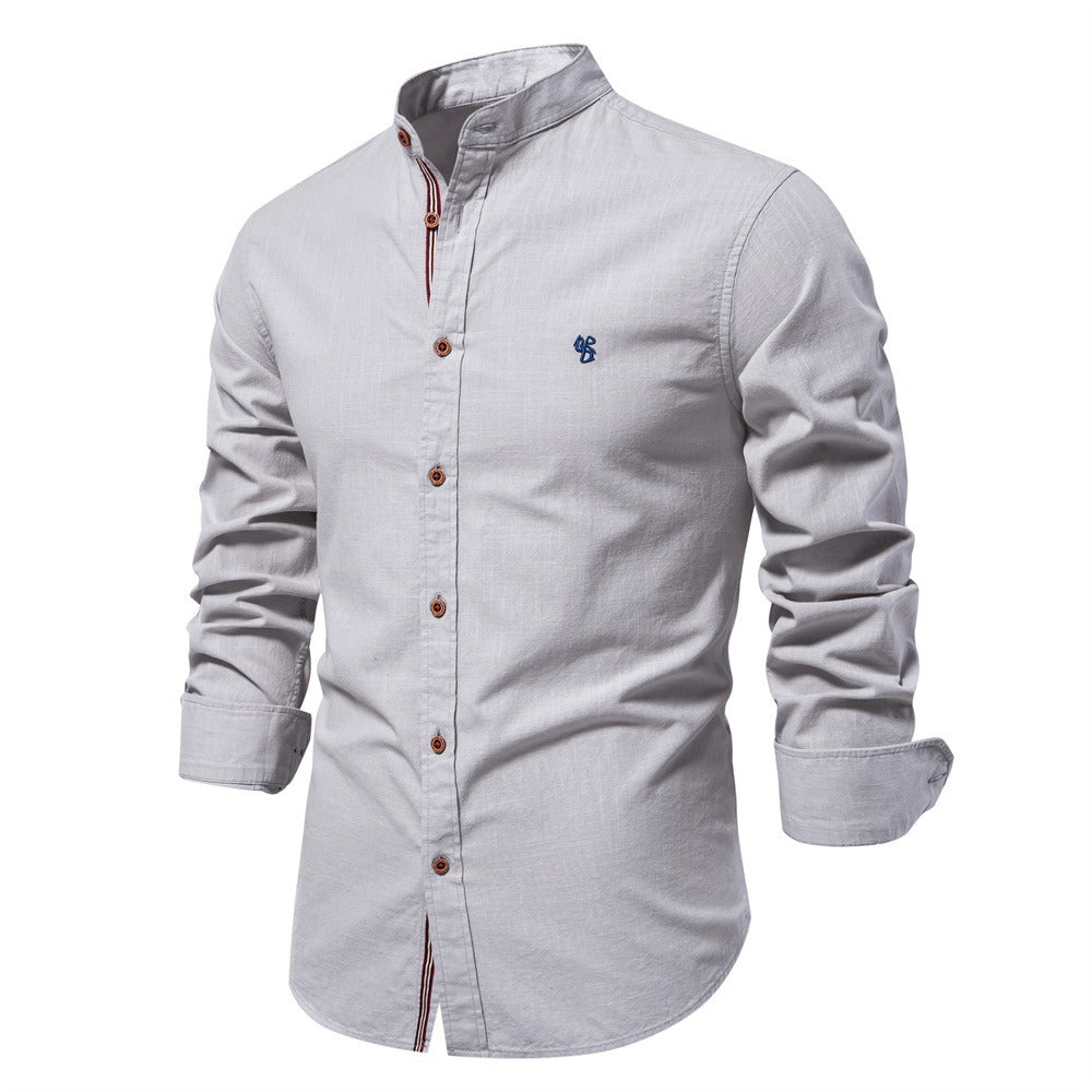 Men's Shirt with Sleeves and Mandarin Collar — Modern and Minimalist Style