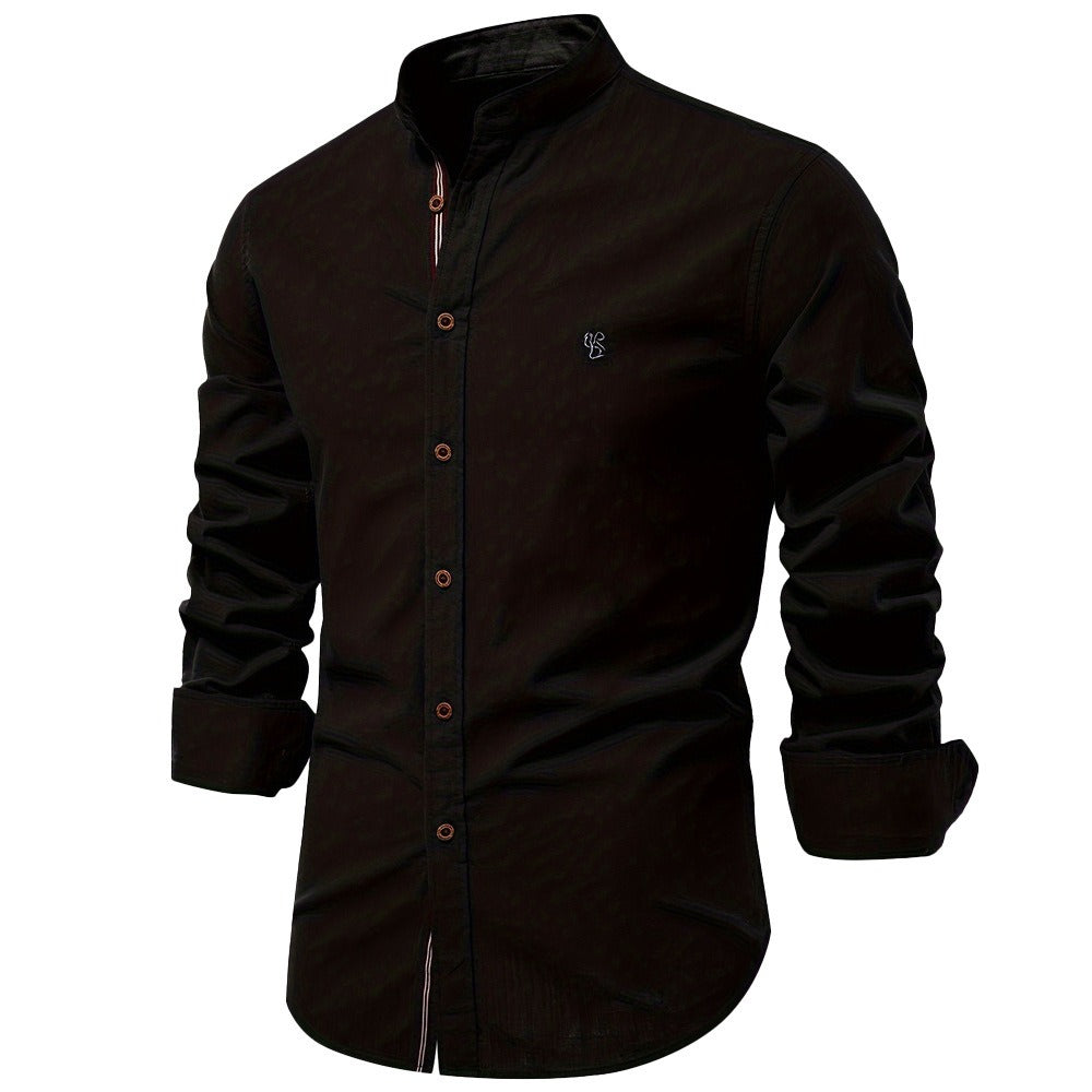 Men's Shirt with Sleeves and Mandarin Collar — Modern and Minimalist Style