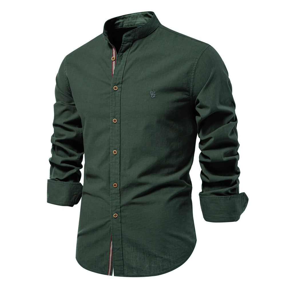 Men's Shirt with Sleeves and Mandarin Collar — Modern and Minimalist Style