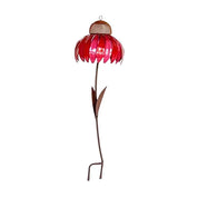 Lampada da giardino a forma di fiore rosso, design artistico in metallo, decorazione esterna, illuminazione creativa per giardini e terrazze.