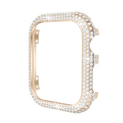 Cover in oro per smartwatch, decorata con cristalli scintillanti. Accessorio elegante e lussuoso per personalizzare il tuo dispositivo tecnologico.