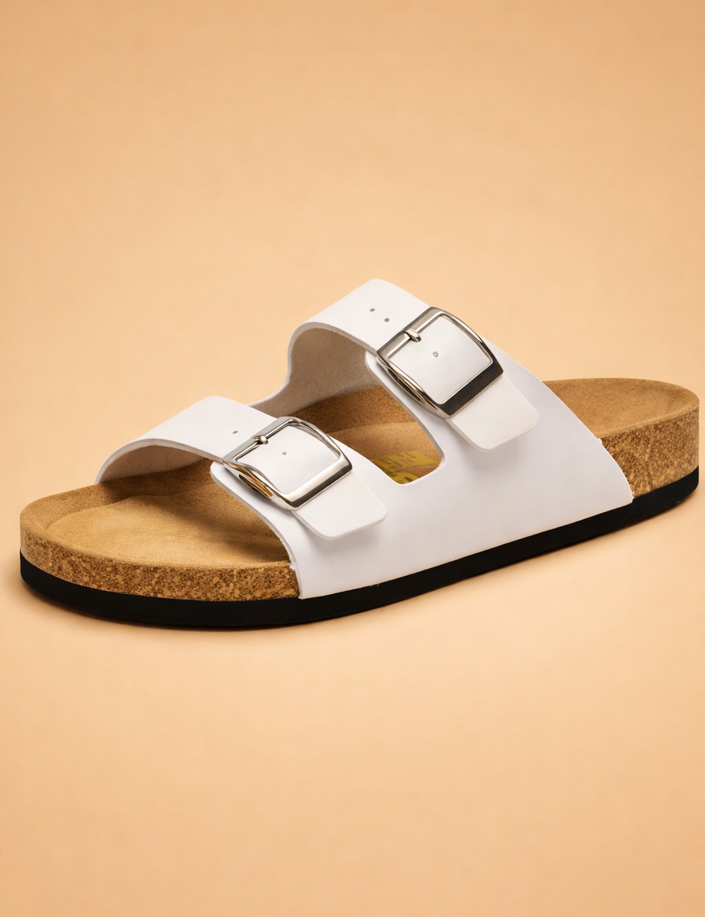 White_double-strap_sandal_on_sand_background.png