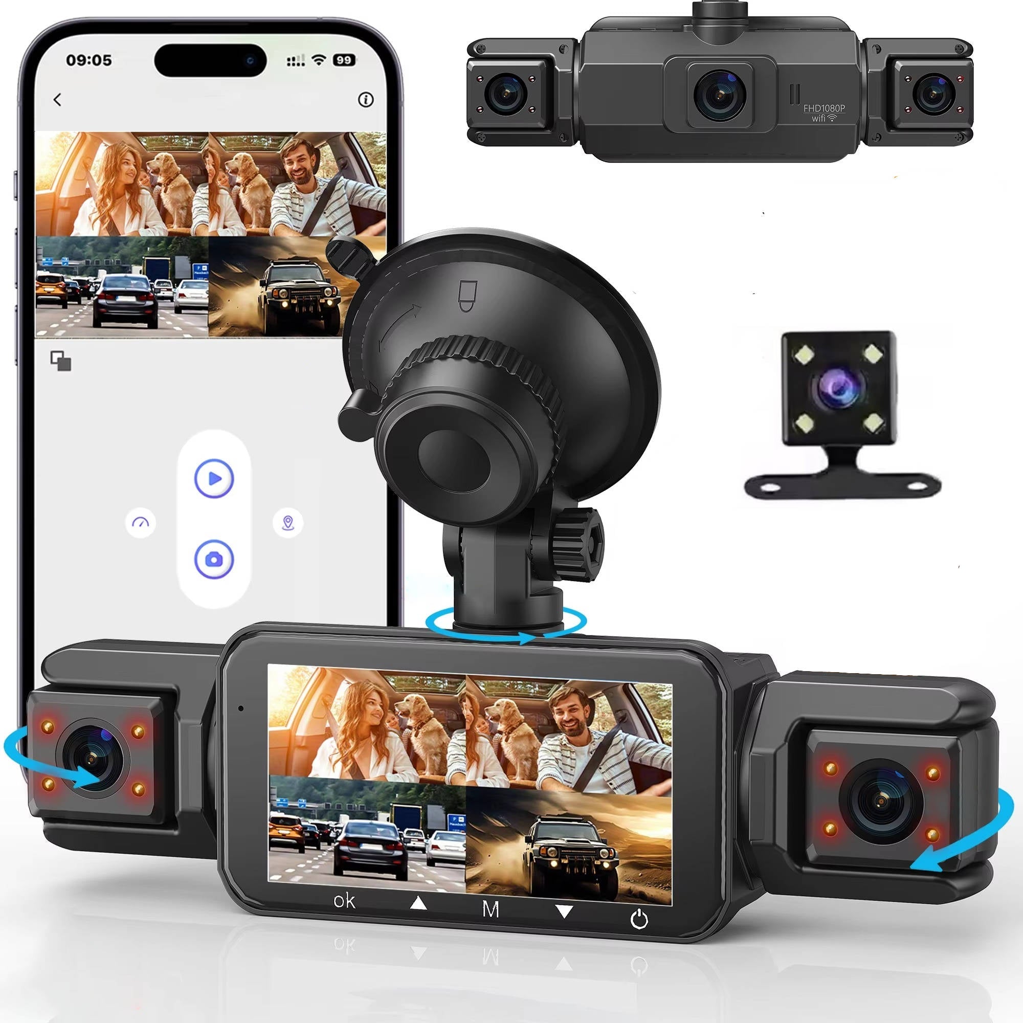 Wireless Car Dash Cam Front And Rear With Night Vision 0