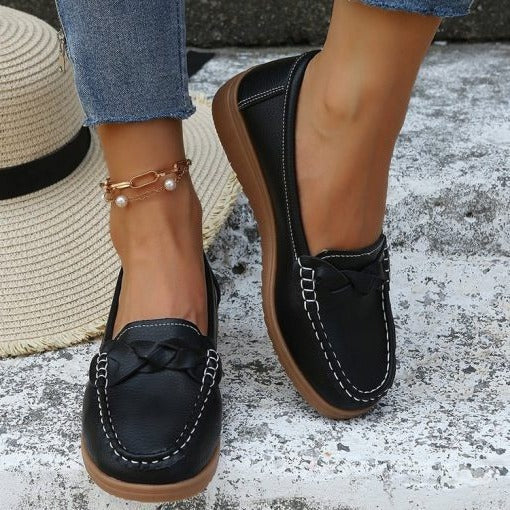 Women shoes Soft Leather Slip on Walking Loafers Shoes 1