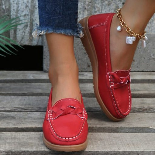 Women shoes Soft Leather Slip on Walking Loafers Shoes 3