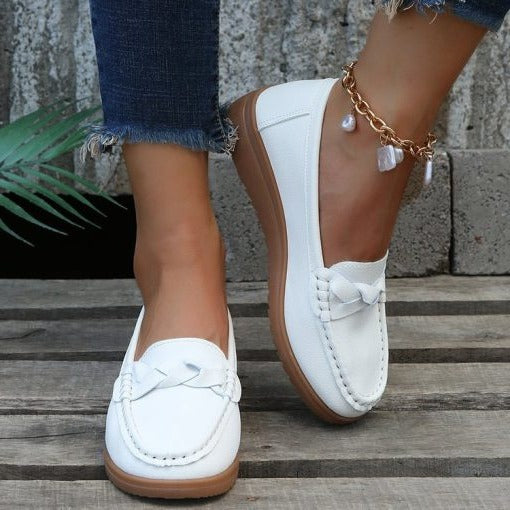 Women shoes Soft Leather Slip on Walking Loafers Shoes 4