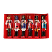 WoodSplendor | Set di 6 mini ornamenti Schiaccianoci per decorare l'albero 0