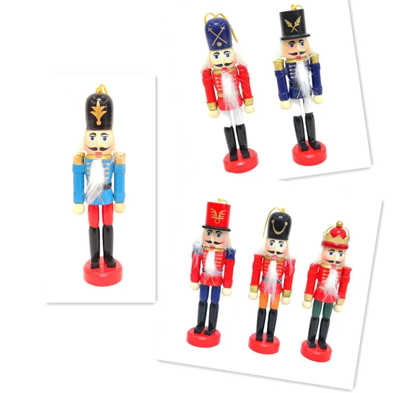 WoodSplendor | Set di 6 mini ornamenti Schiaccianoci per decorare l'albero 6