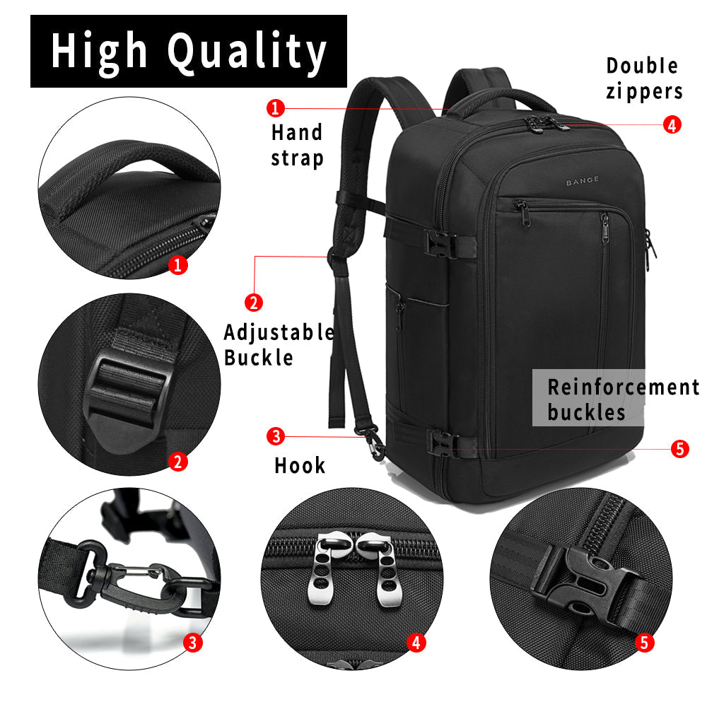 Zaino da viaggio BANGE Overnight, borsa da weekend da 40 litri con approvazione di volo FAA 1